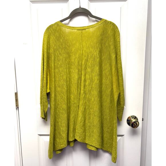 Eileen Fisher Linen Blend Sweater Green V Neck Loose Fit Women's Size XL - Picture 2 of 6